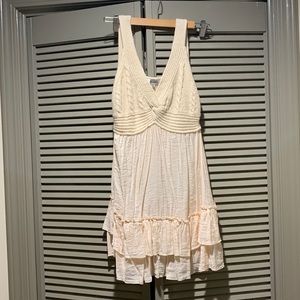 Sparkle sweater, flirty peach dress